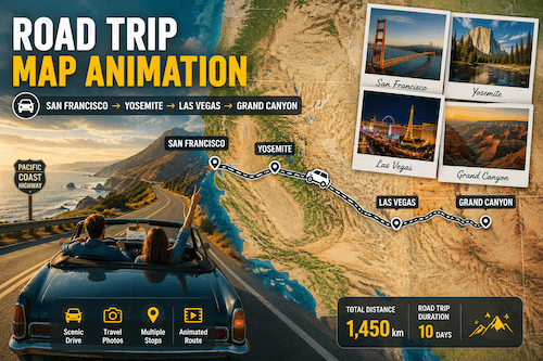 Road Trip Map Animation